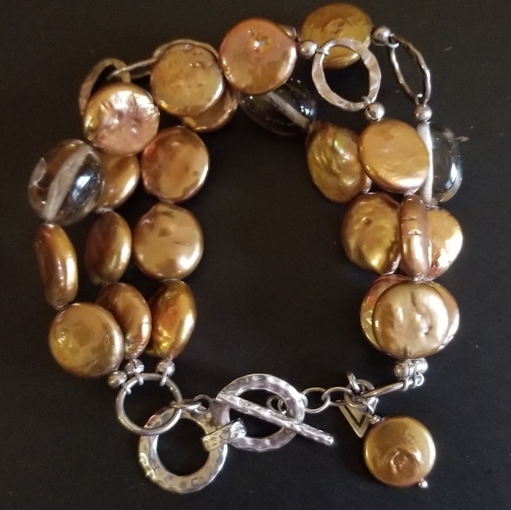 Silpada Sterling Coin Pearl Bracelet